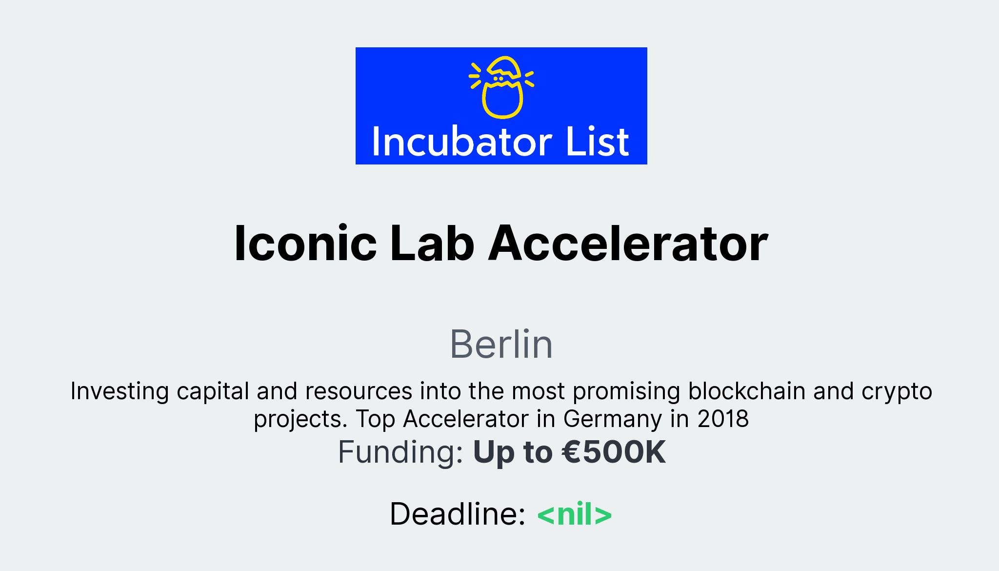 Iconic Lab Accelerator - Key Information